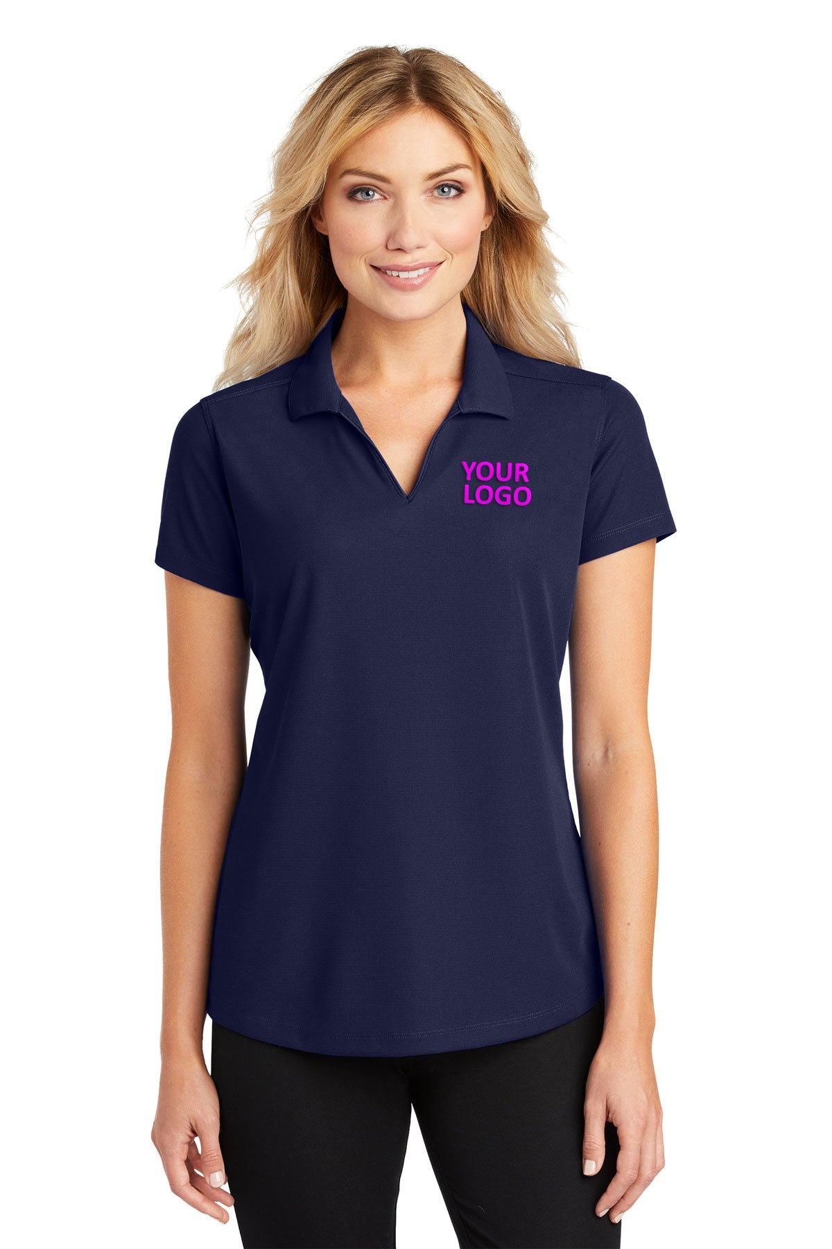 Port Authority Ladies Dry Zone Custom Grid Polos, True Navy