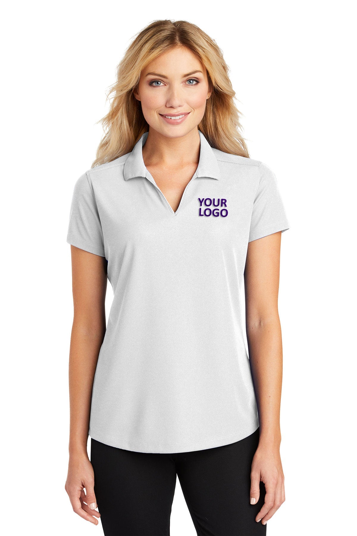Port Authority Ladies Dry Zone Custom Grid Polos, White [Adam Equipment]