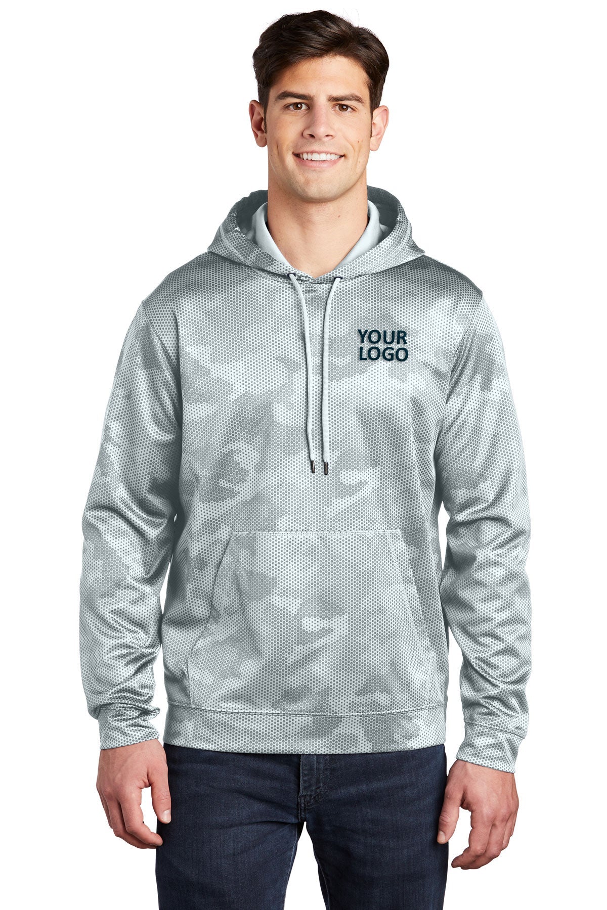 Sport-Tek White ST240 sweatshirts with logos