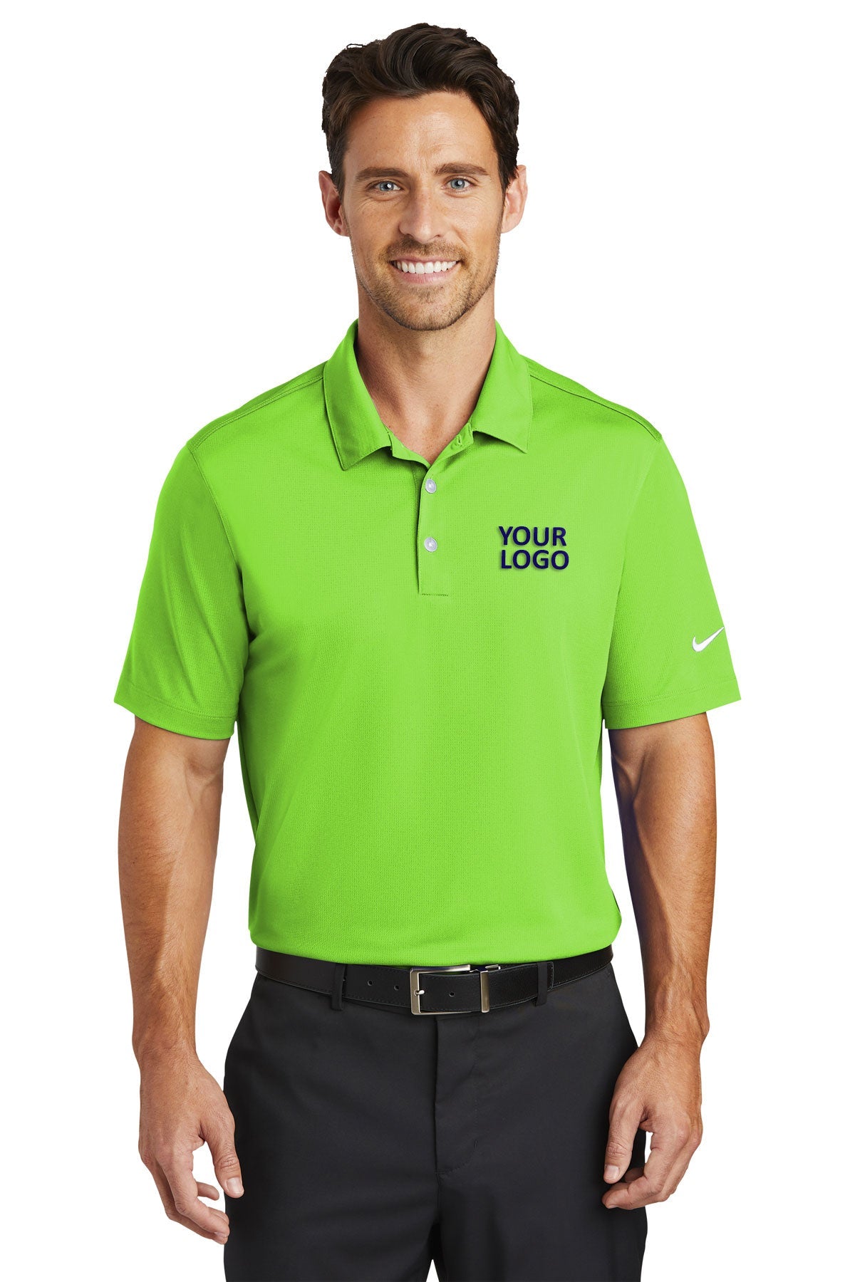 Nike Dri-FIT Vertical Mesh Custom Polos, Action Green