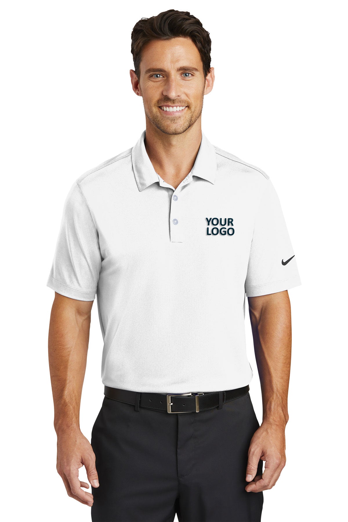 Nike Dri-FIT Vertical Mesh Custom Polos, White [Dunbar]