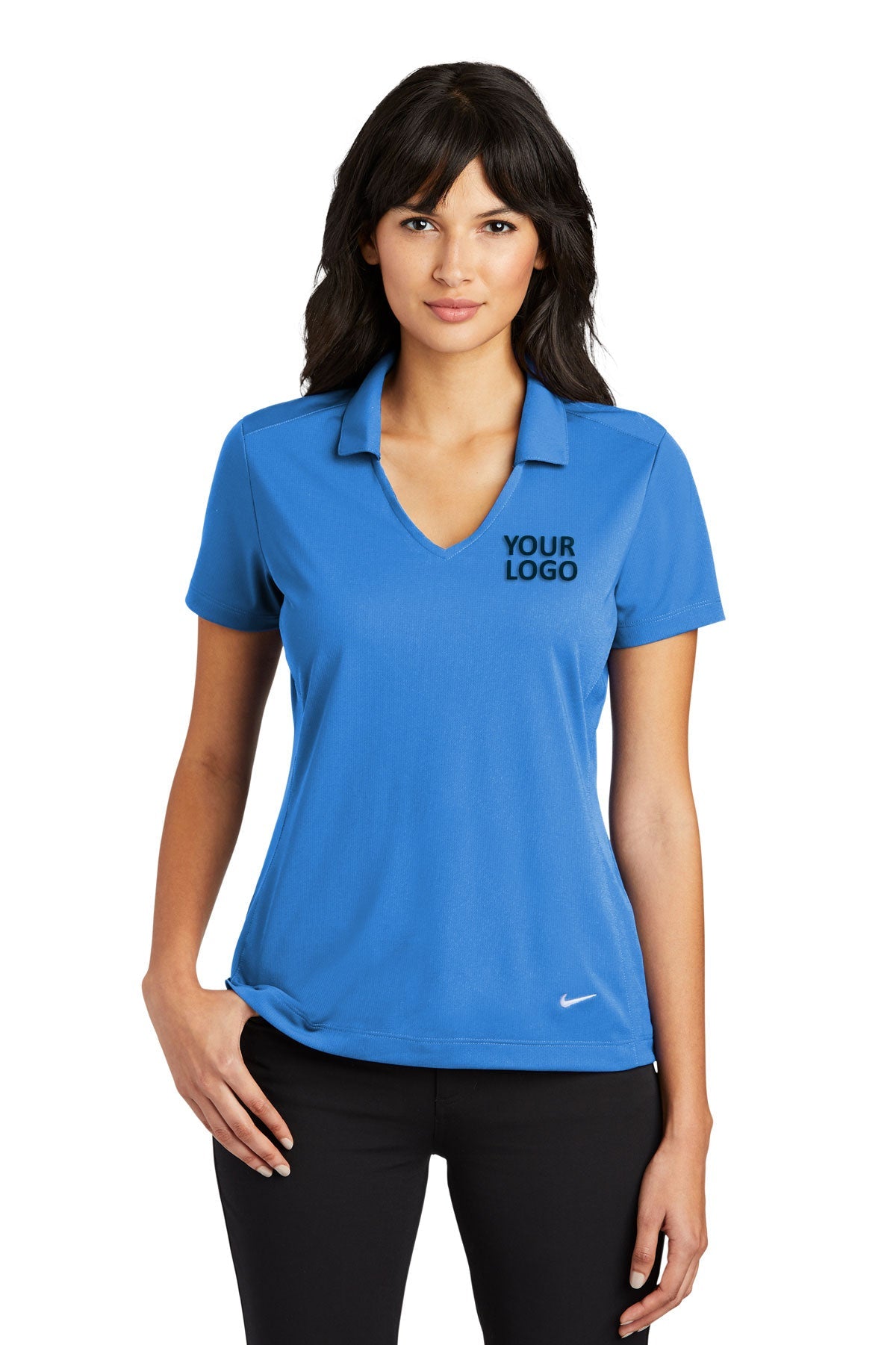 Nike Ladies Dri-FIT Vertical Mesh Customized Polos, Brisk Blue [Executive Construction]