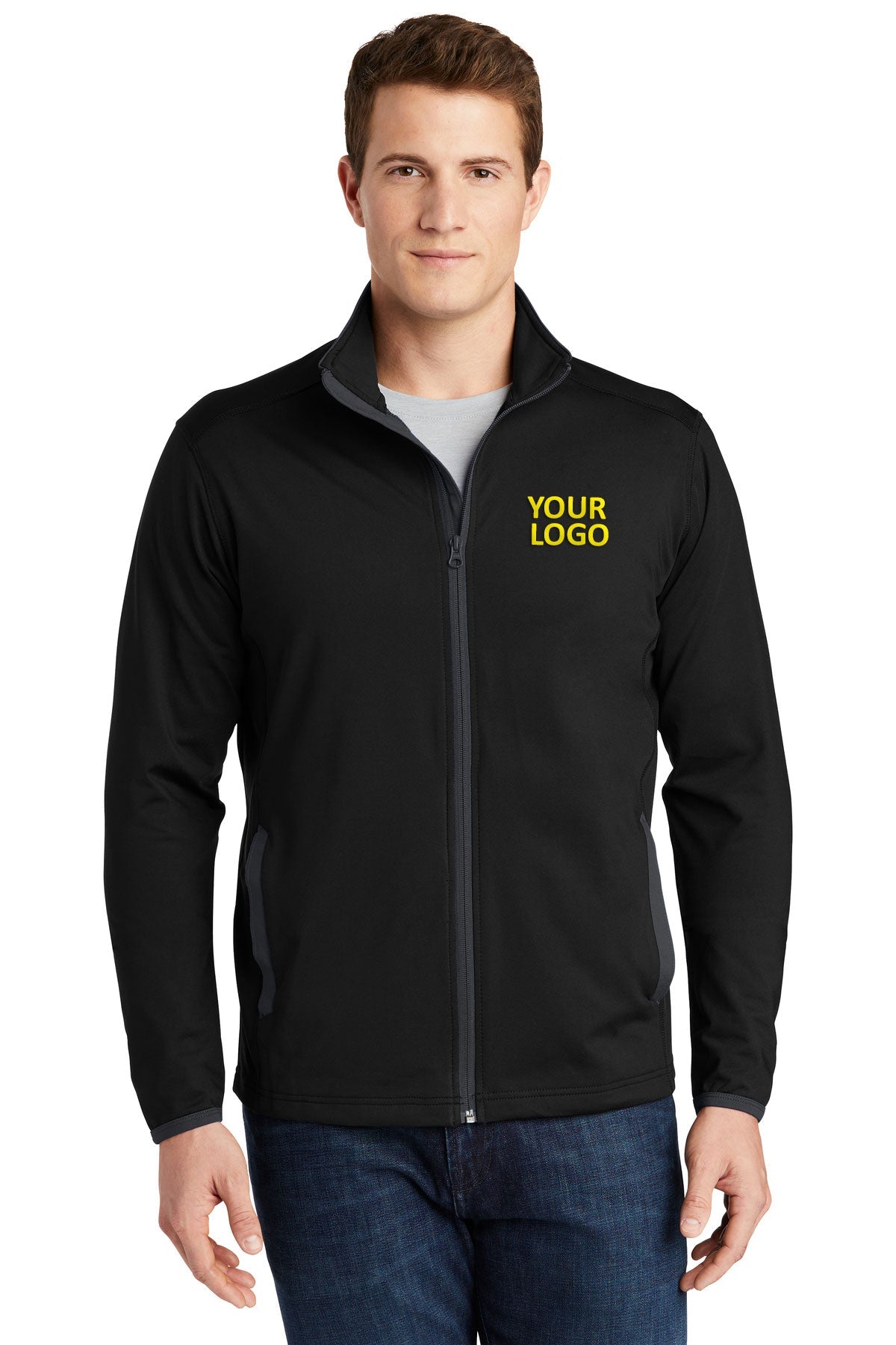 Sport-Tek Black/ Charcoal Grey ST853 sweatshirts with company logo