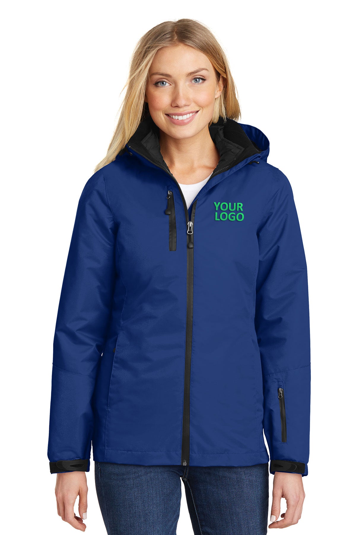 port authority night sky blue/ black l332 company logo jackets