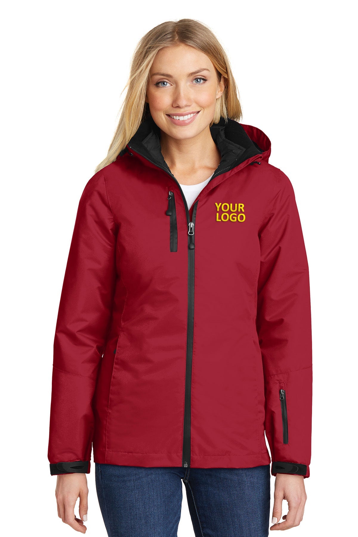 port authority rich red/ black l332 company logo jackets