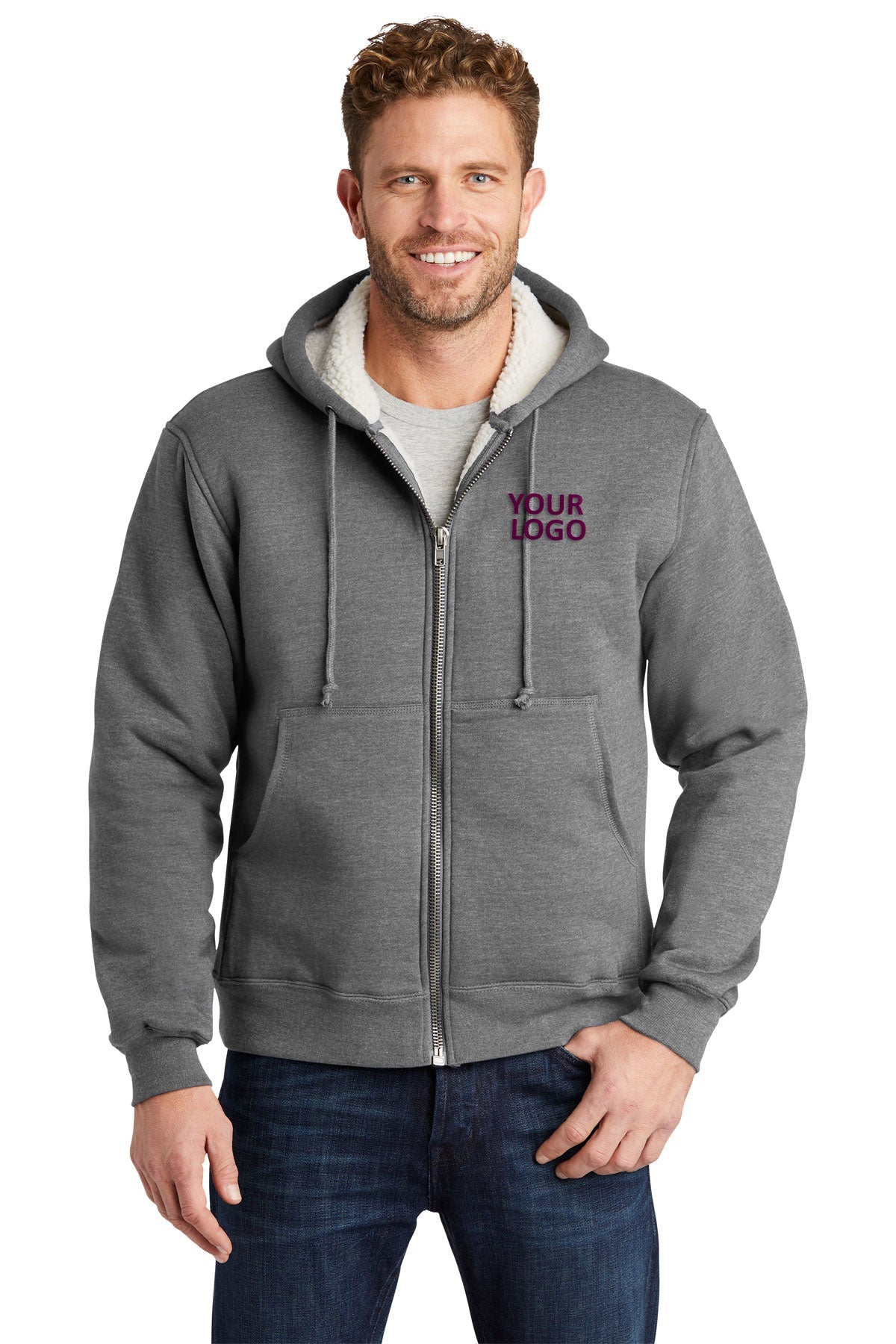 CornerStone Grey CS625 promotional jackets company logo