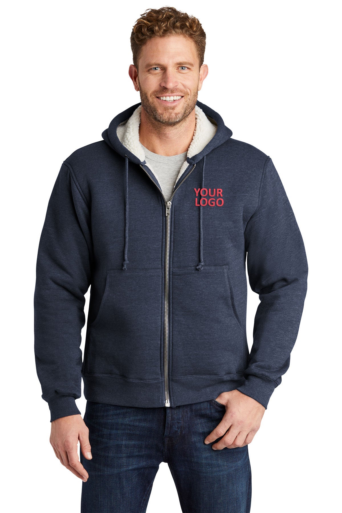 CornerStone Navy CS625 promotional jackets company logo