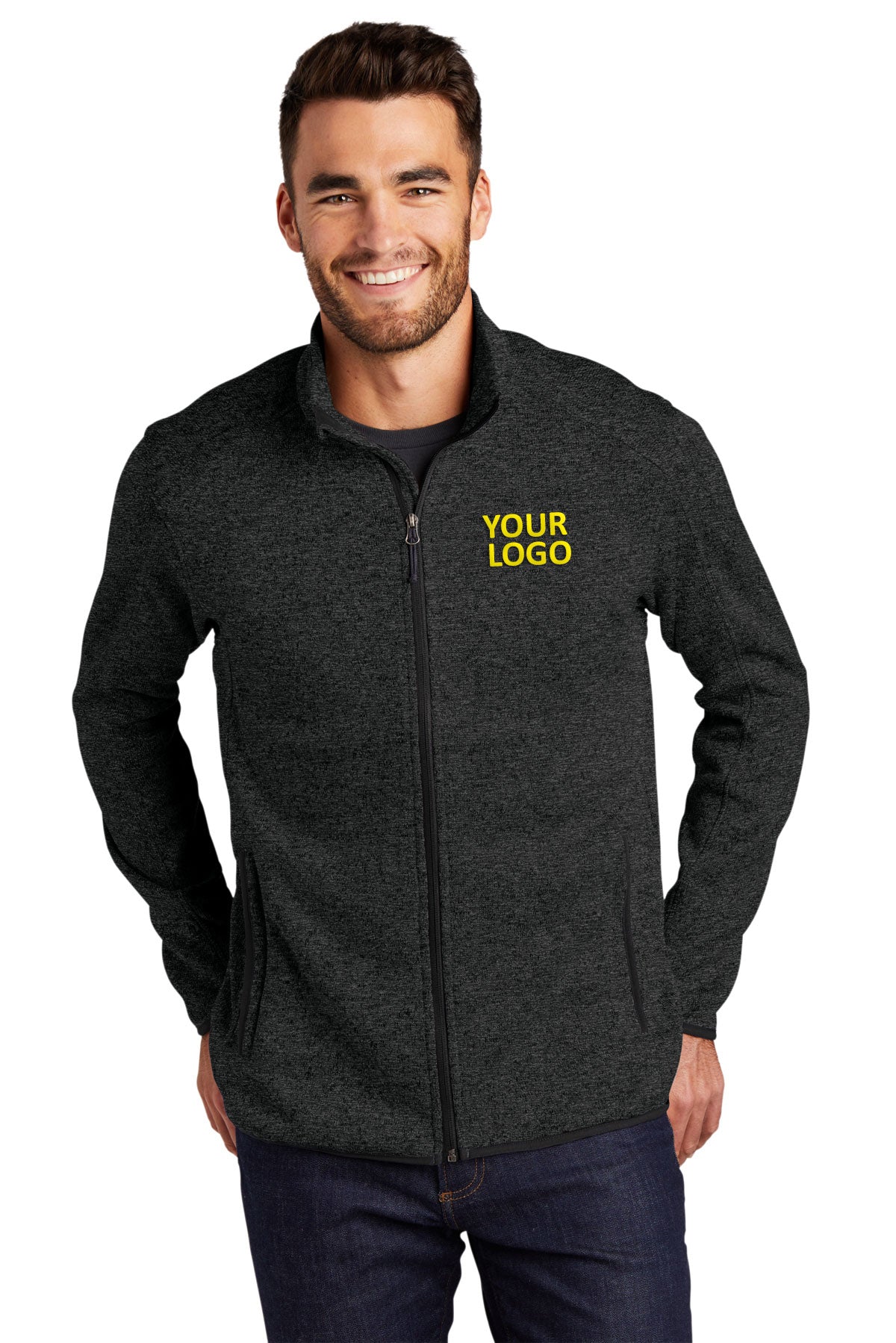 port authority black heather f232 promotional jackets company logo