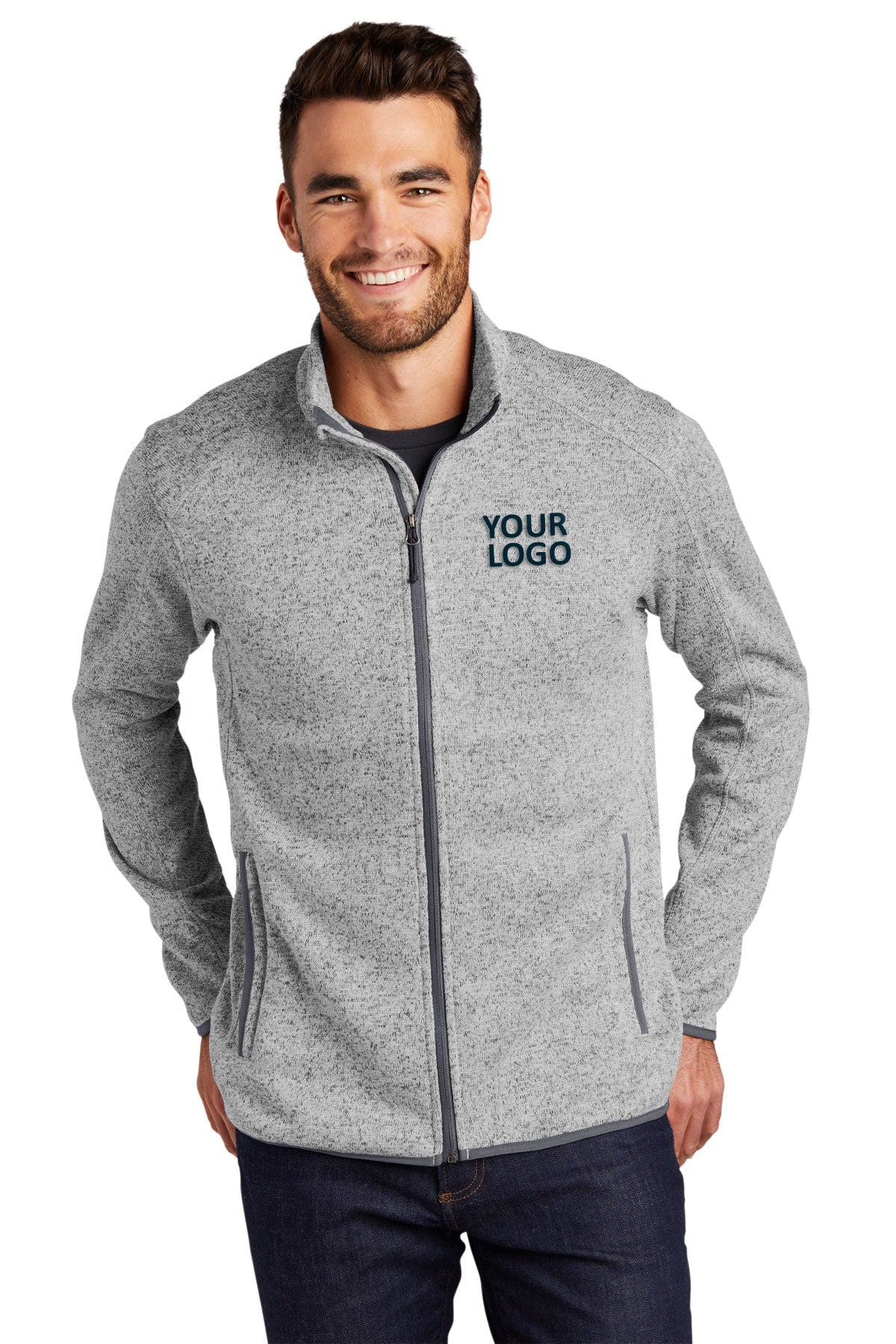port authority grey heather f232 promotional jackets company logo