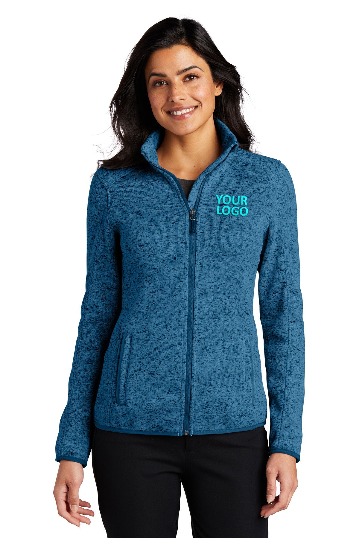 port authority medium blue heather l232 business jackets with logo