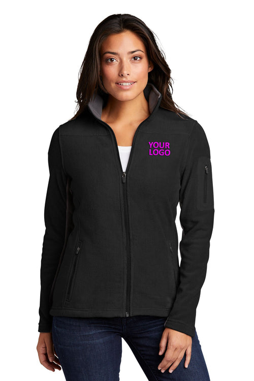 Port Authority Summit Fleece Custom Full-Zip Jackets, Black/ Black