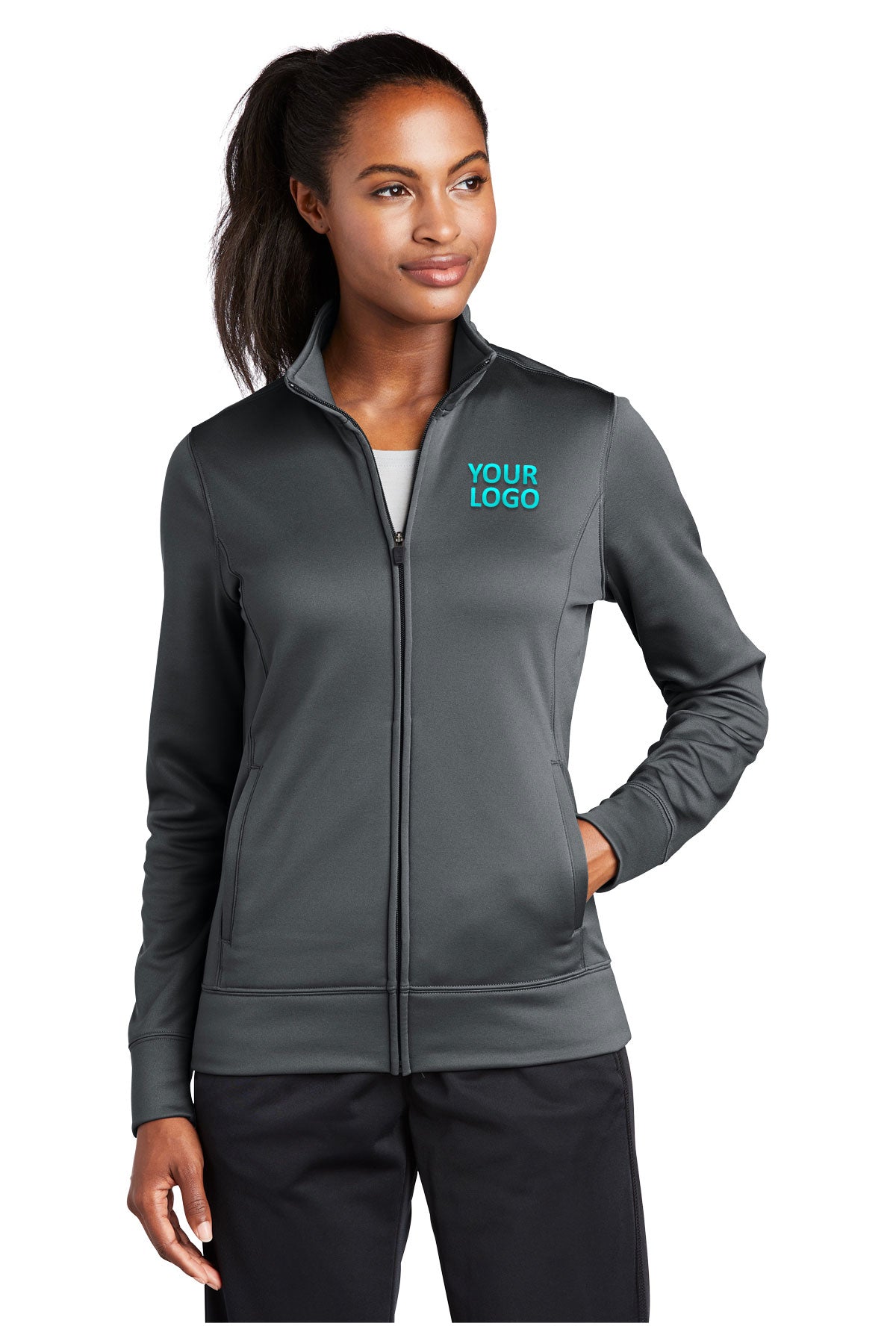 Sport-Tek Dark Smoke Grey LST241 custom jackets with logo
