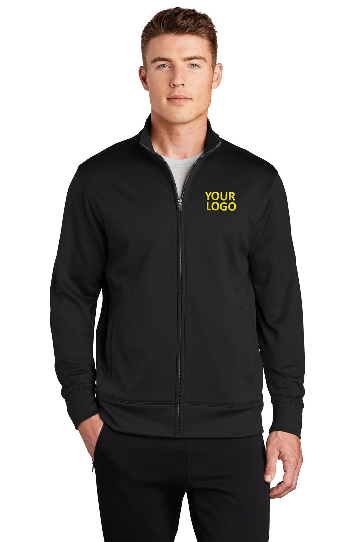 Sport-Tek Black ST241 custom logo sweatshirts embroidered