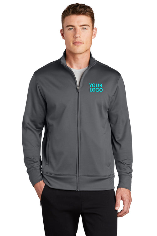 Sport-Tek Ladies Sport-Wick Fleece Branded Full-Zip Jackets, Dark Smoke Grey