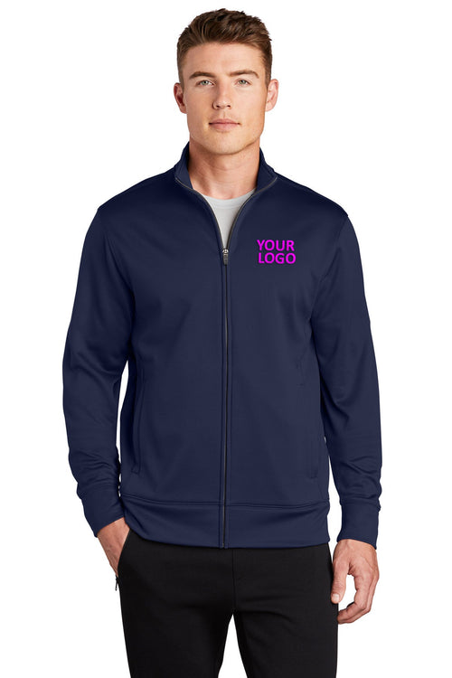 Sport-Tek Ladies Sport-Wick Fleece Branded Full-Zip Jackets, Navy [PureStar]