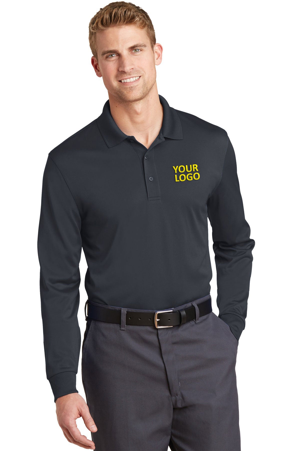 CornerStone Charcoal CS412LS custom business polo shirts