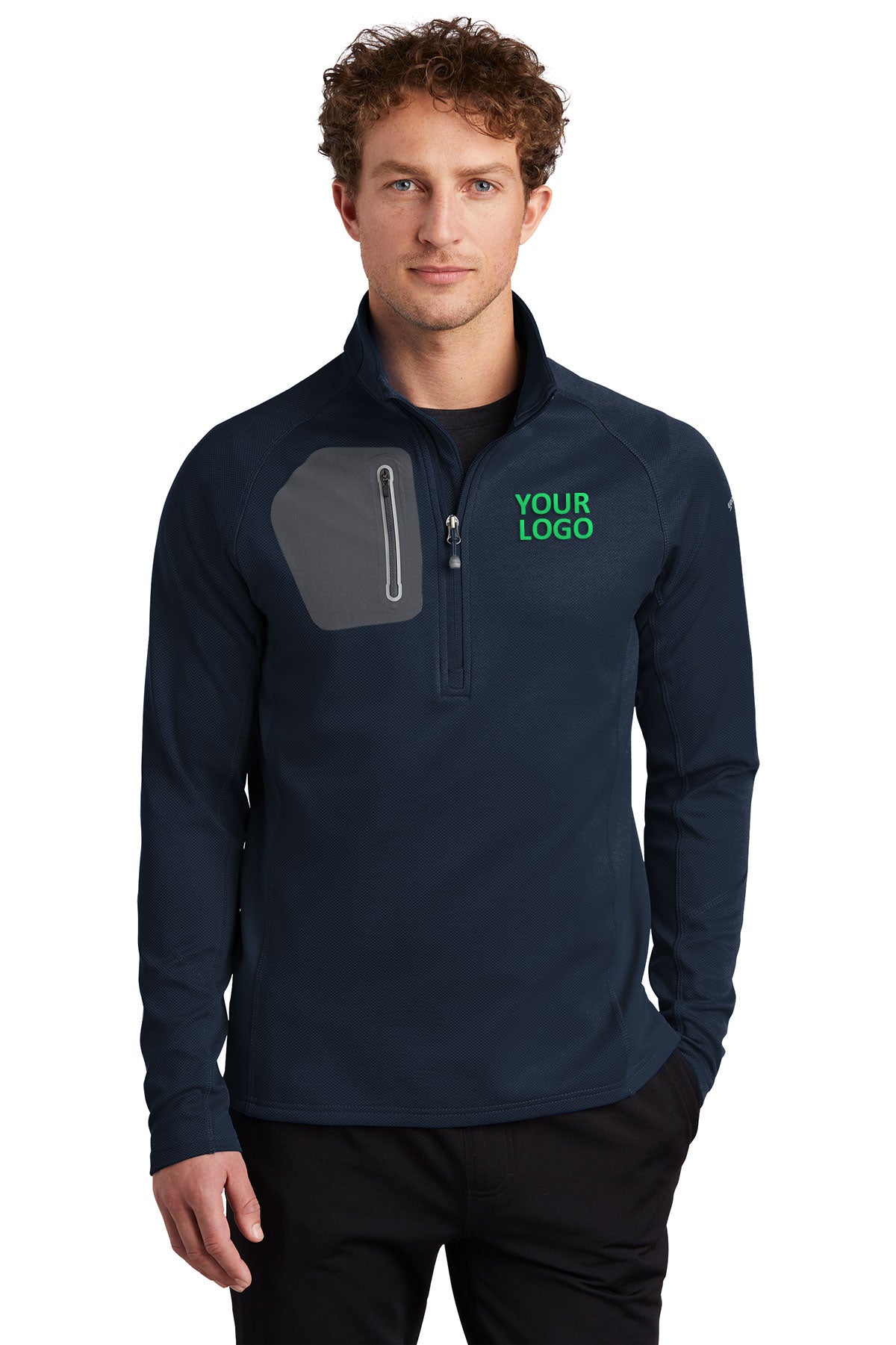 Eddie Bauer Branded Half-Zip Performance Fleece, River Blue