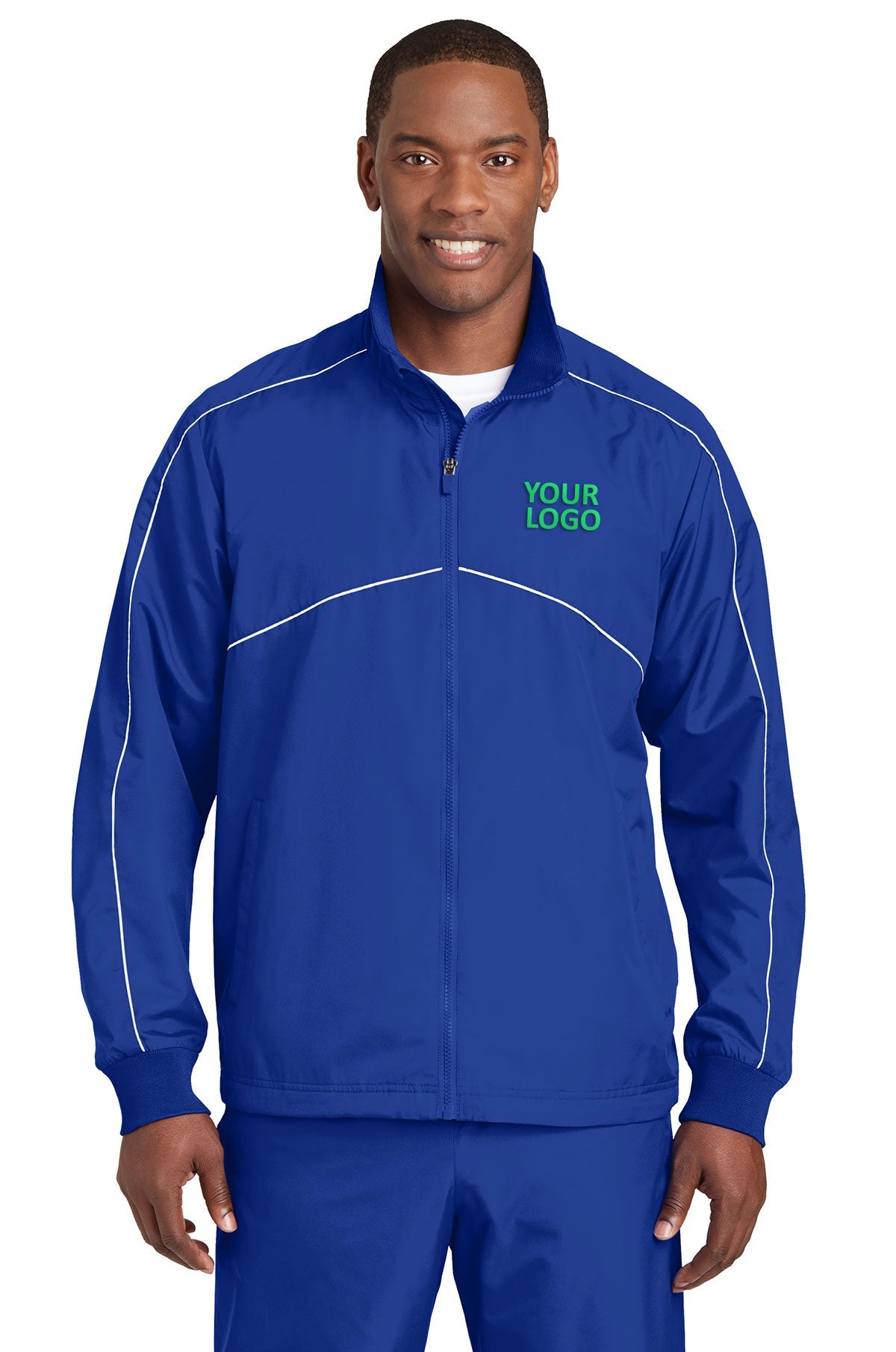 Sport-Tek True Royal/ White JST83 embroidered jacket custom