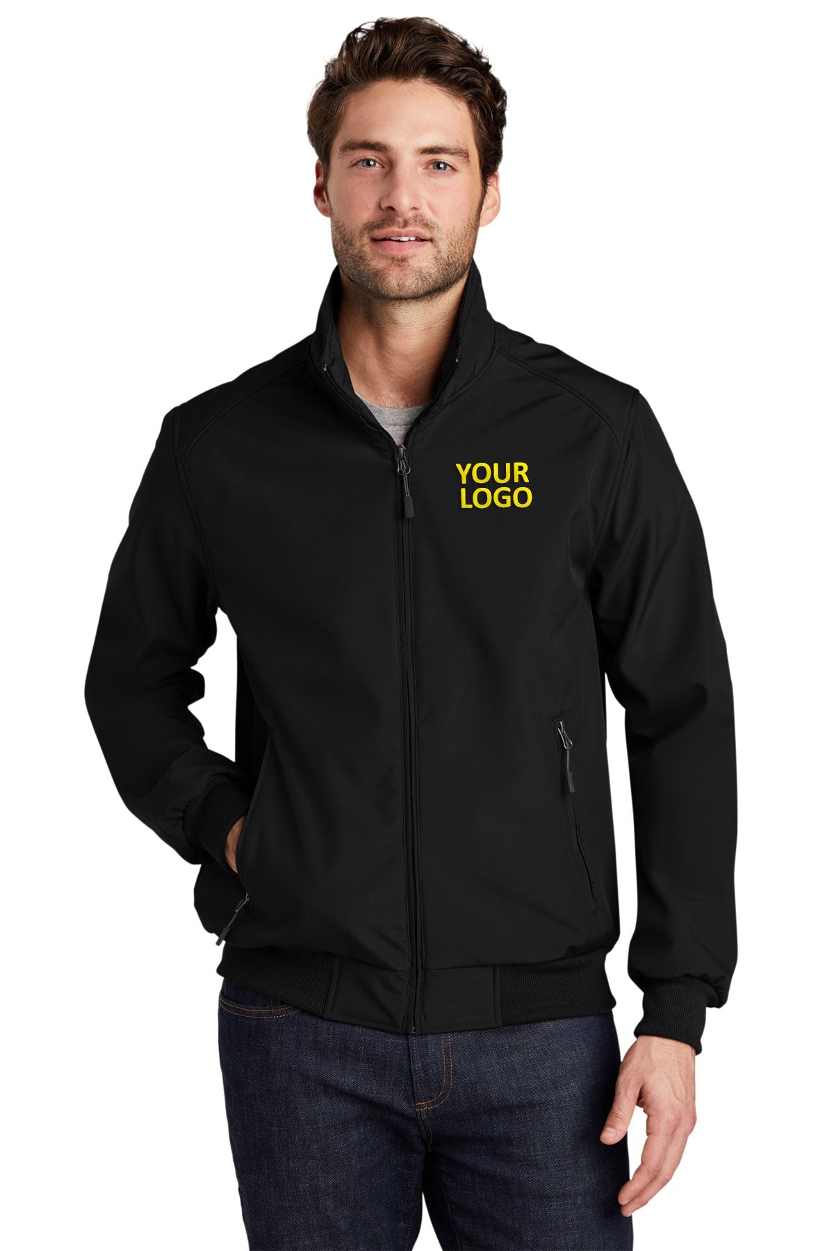 port authority black j337 jacket company logo