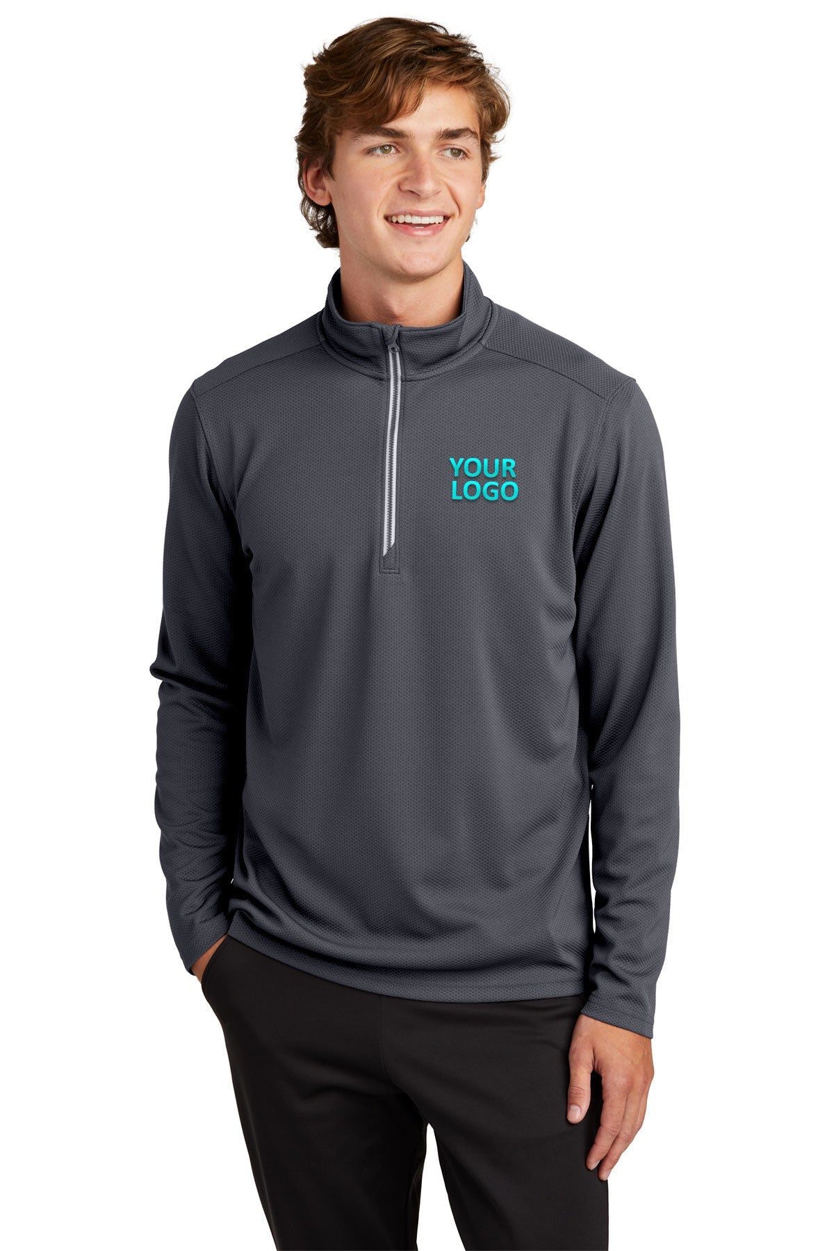Sport-Tek Iron Grey ST860 sweatshirts with logo printed