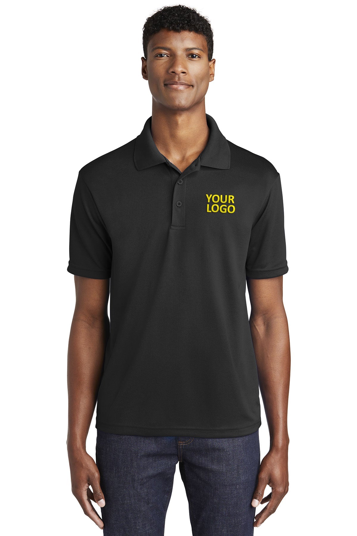Sport-Tek PosiCharge Branded RacerMesh Polos, Black