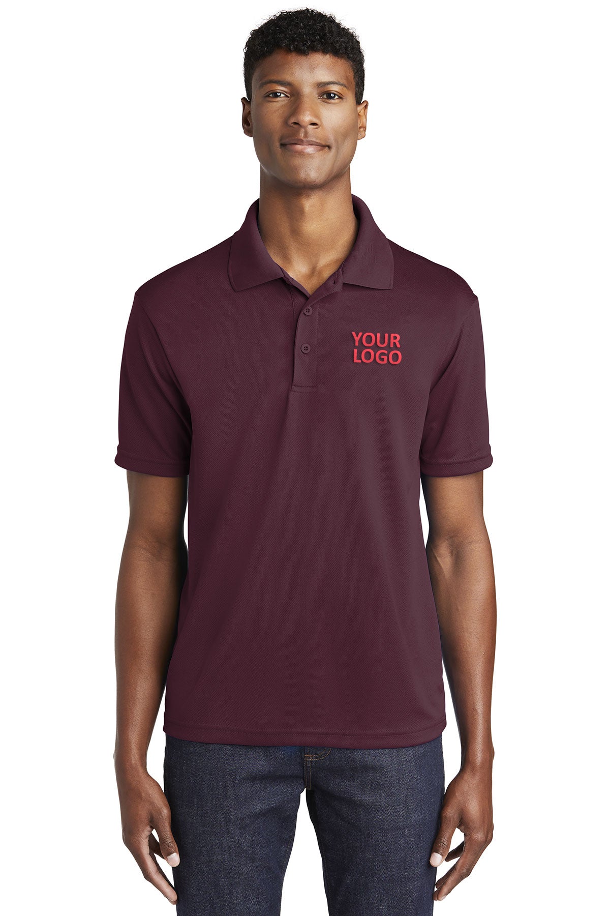 Sport-Tek PosiCharge Customized RacerMesh Polos, Maroon