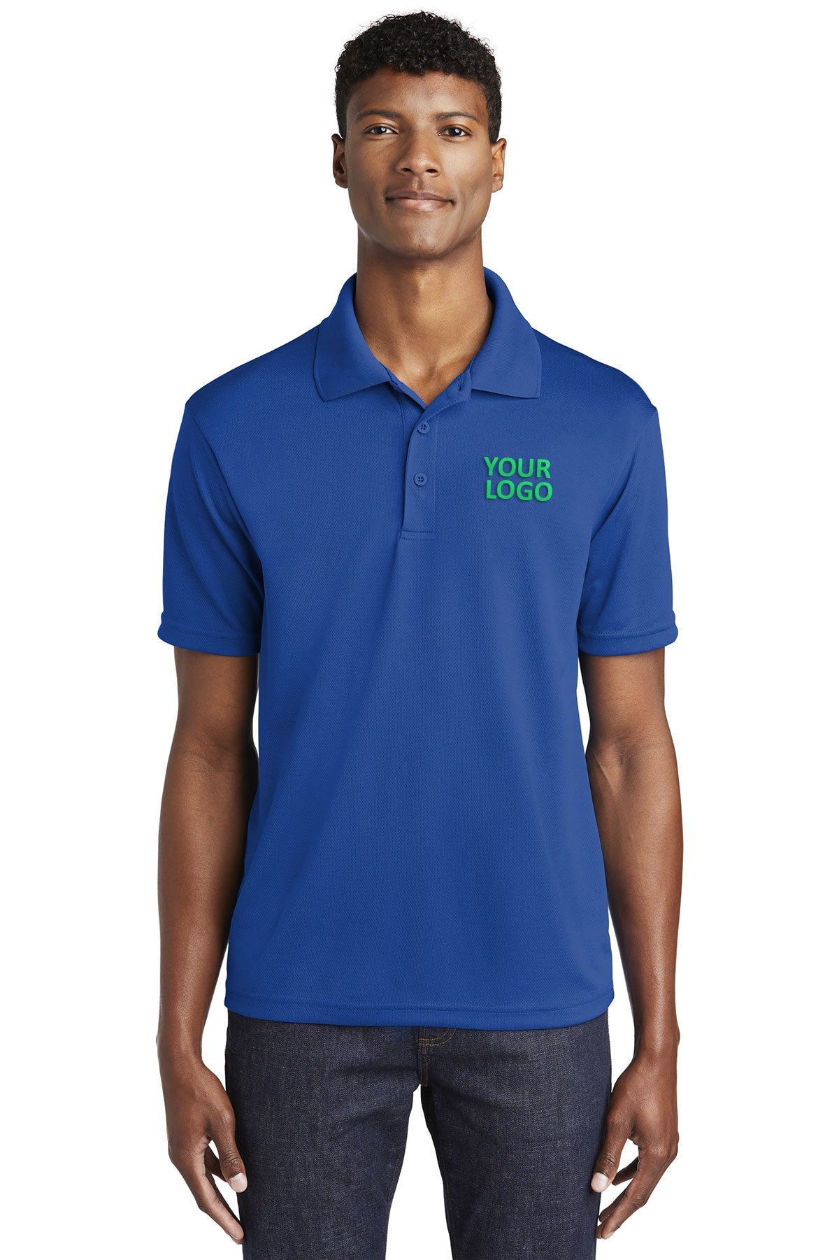 Sport-Tek True Royal ST640 polo shirts company logo