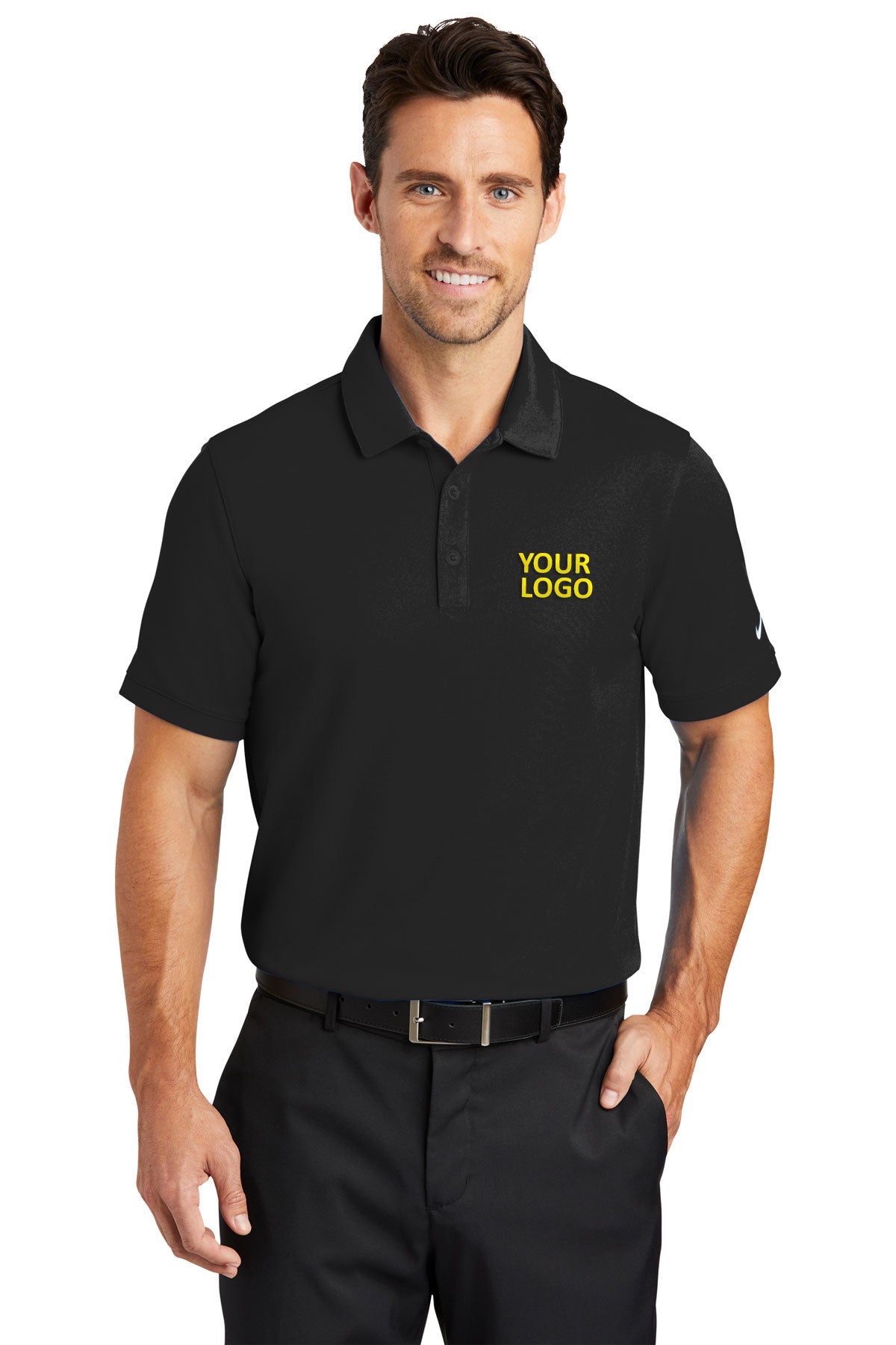 Nike Dri-FIT Icon Pique Modern Fit Custom Polos, Black [Vicon Construction]
