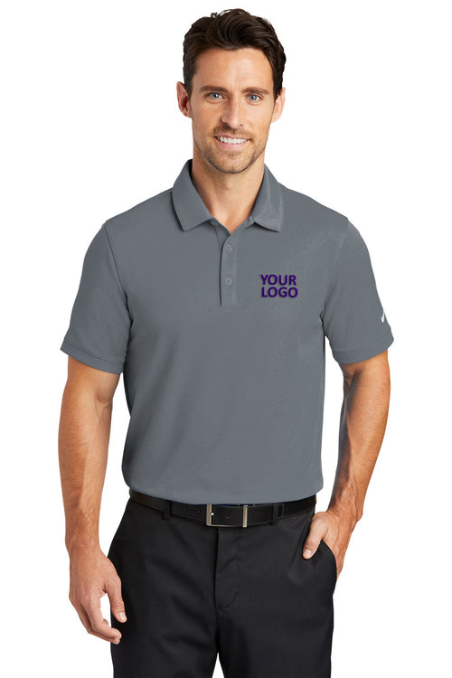 Nike Ladies Dri-FIT Icon Pique Modern Fit Custom Polos, Dark Grey