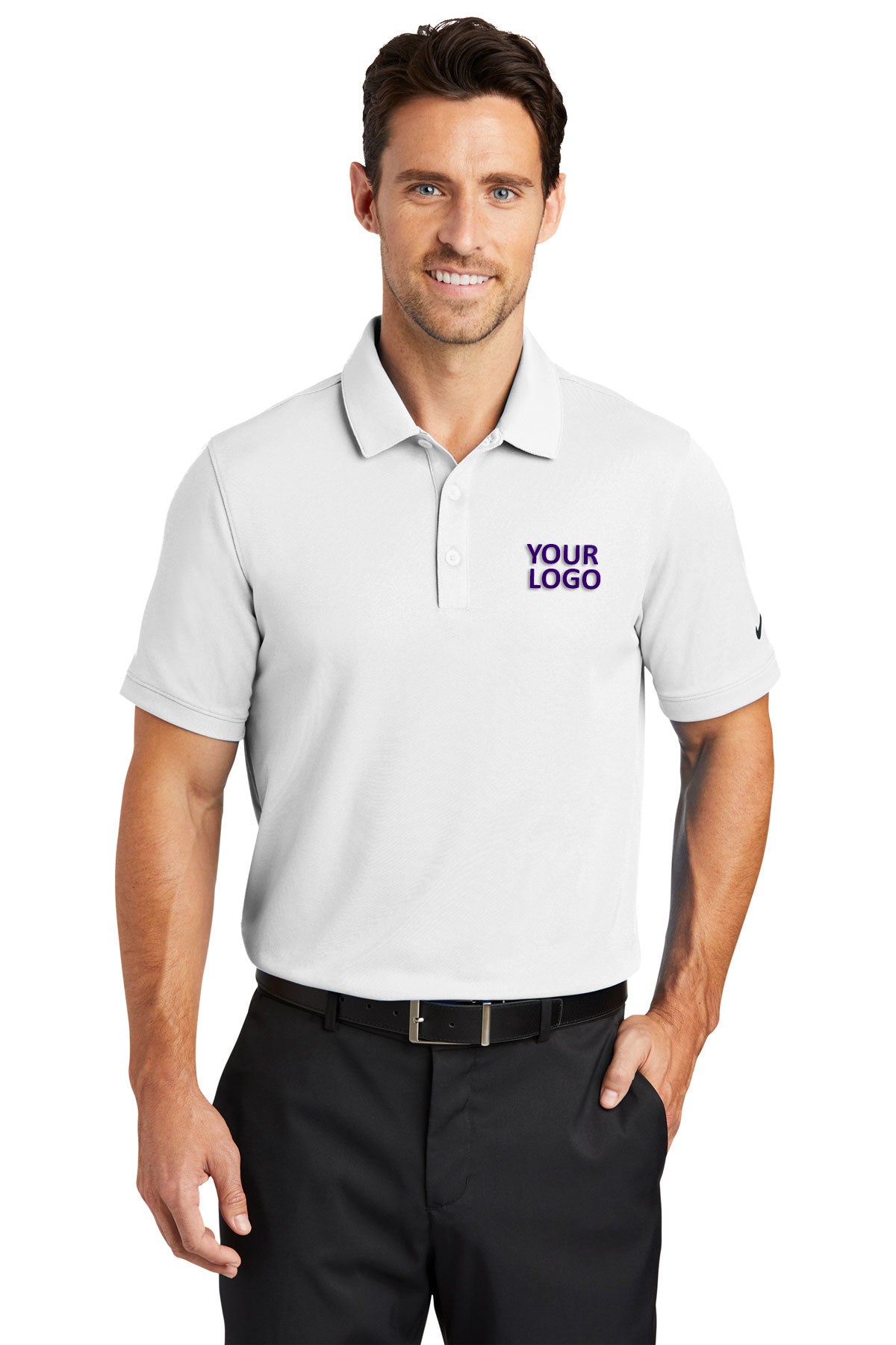 Nike Dri-FIT Icon Pique Modern Fit Custom Polos, White [Spring Meadow Nursery]