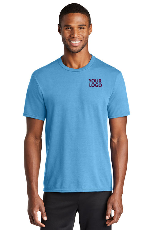 Port & Company Long Sleeve Performance Customized Blend Tee's, Aquatic Blue