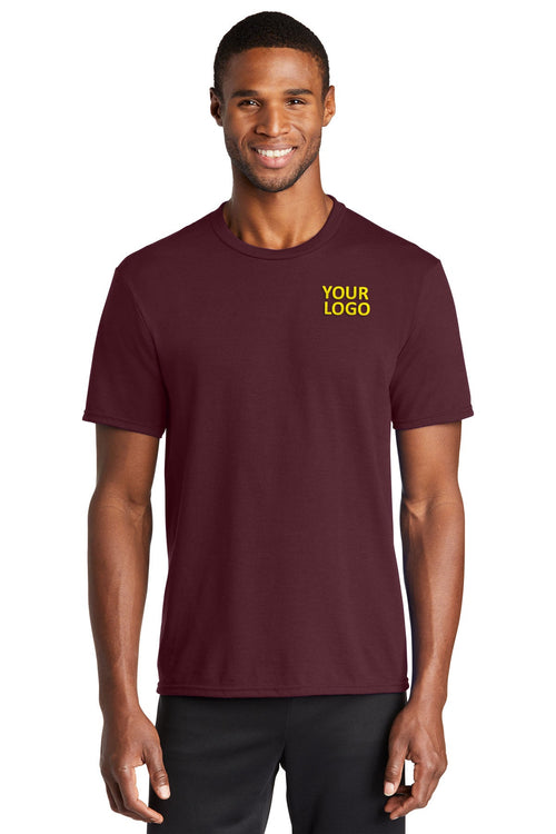 Port & Company Long Sleeve Performance Customized Blend Tee's, Athletic Maroon