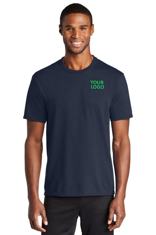 Port & Company Long Sleeve Performance Customized Blend Tee's, Deep Navy