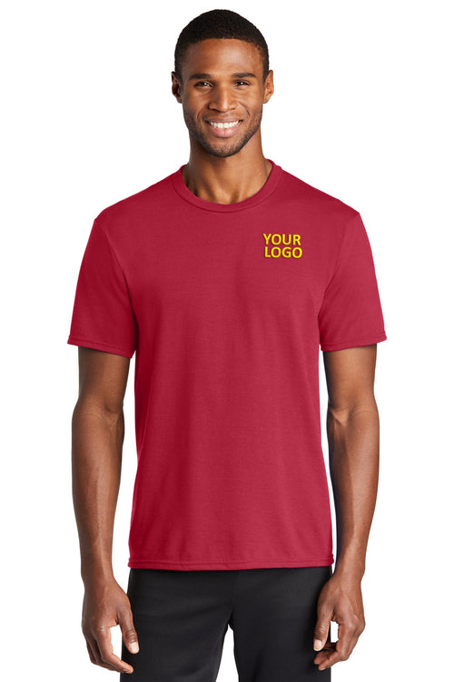 Port & Company Long Sleeve Performance Branded Blend Tee's, Red