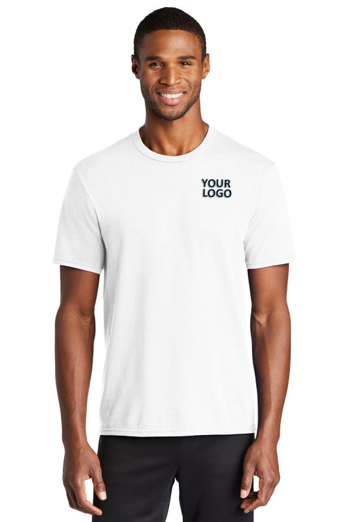Port & Company Long Sleeve Performance Branded Blend Tee's, White