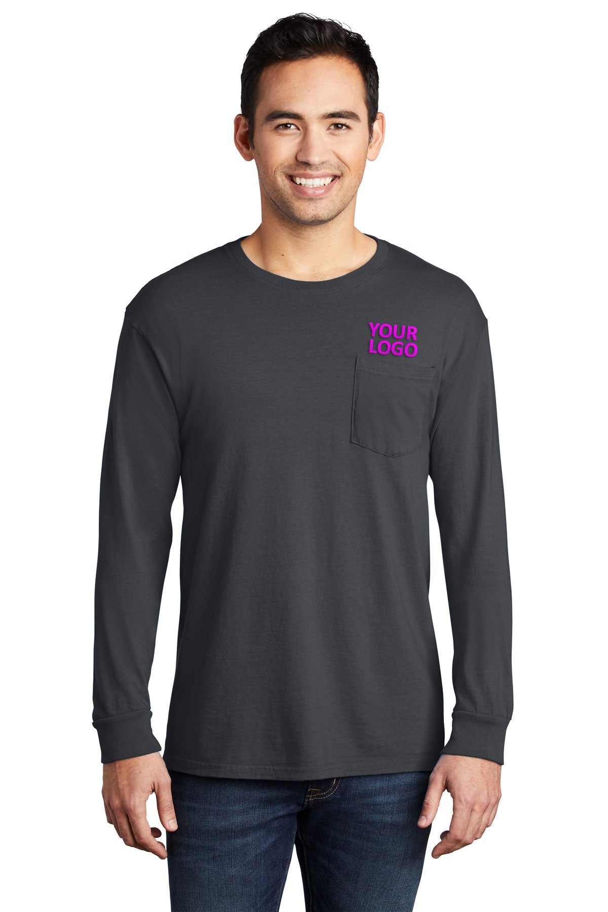Port & Company Pigment-Dyed Long Sleeve Pocket Tee