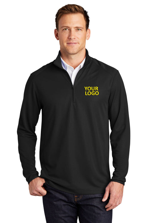 Port Authority Ladies Pinpoint Mesh Branded 1/2-Zip, Black