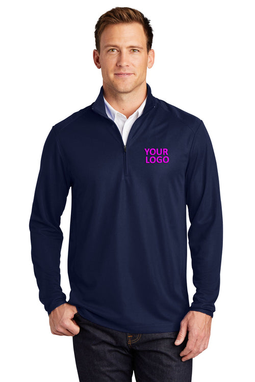 Port Authority Ladies Pinpoint Mesh Branded 1/2-Zip, True Navy