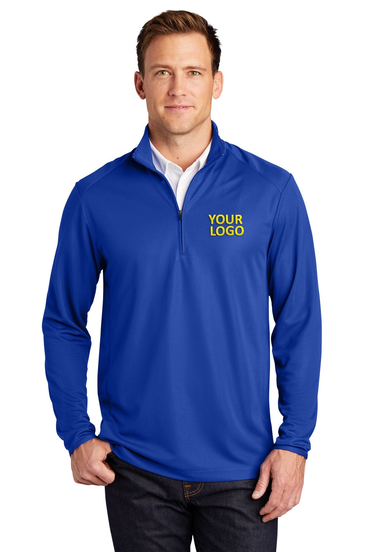 Port Authority Pinpoint Mesh Branded 1/2-Zip, True Royal
