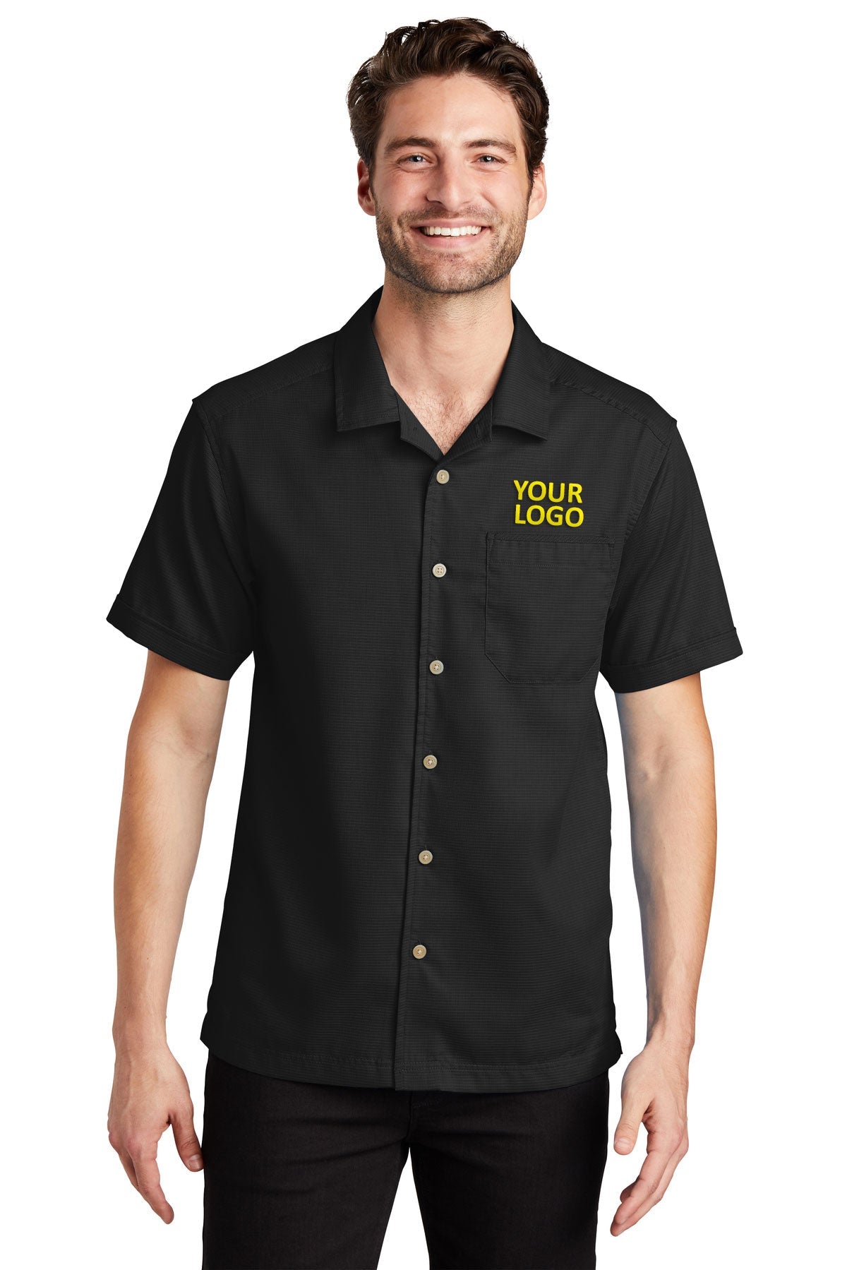Port Authority Black S662 logo shirts