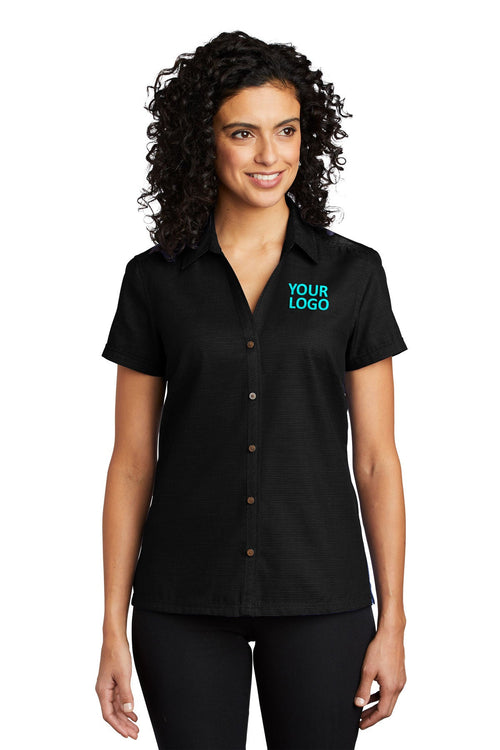 Port Authority Textured Custom Camp Shirts, Black