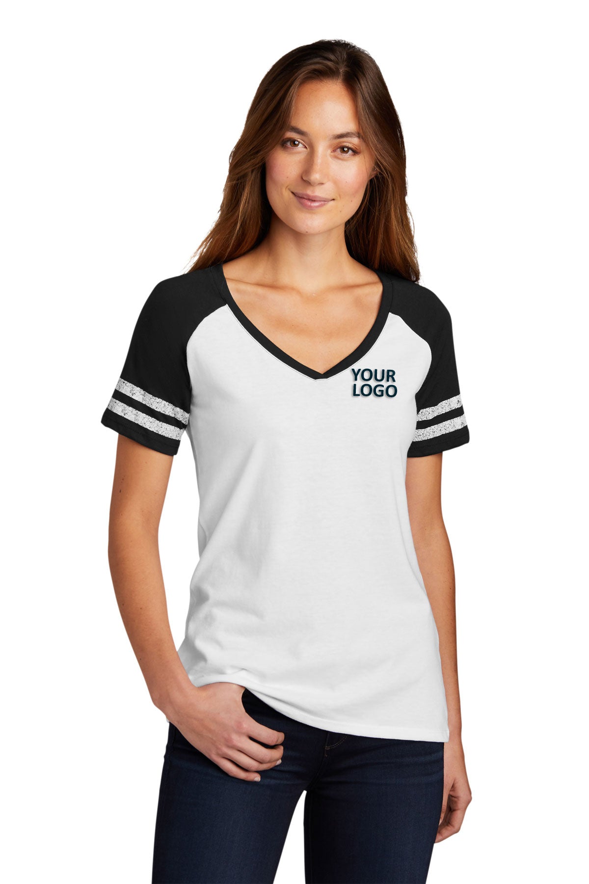 District Made Ladies Game V-Neck Tee