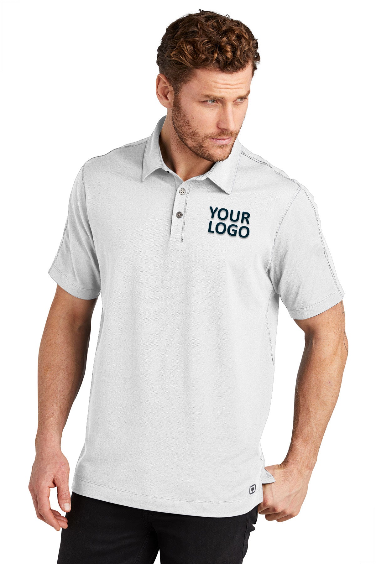 OGIO White OG126 embroidered work polo shirts