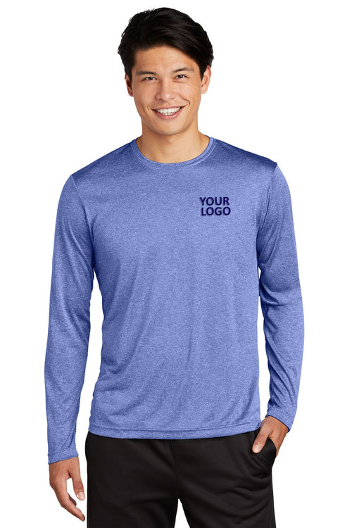 Sport-Tek Ladies Long Sleeve Branded Heather Contender V-Neck Tee's, True Royal Heather