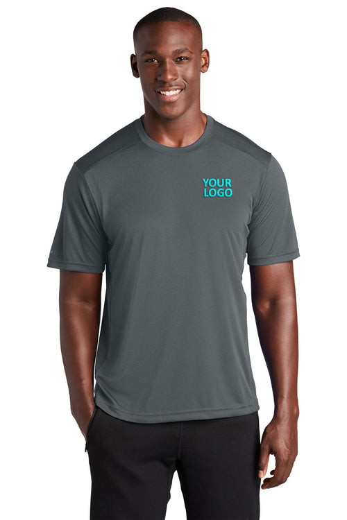 Sport-Tek Ladies PosiCharge Elevate Customized Scoop Neck Tee's, Iron Grey