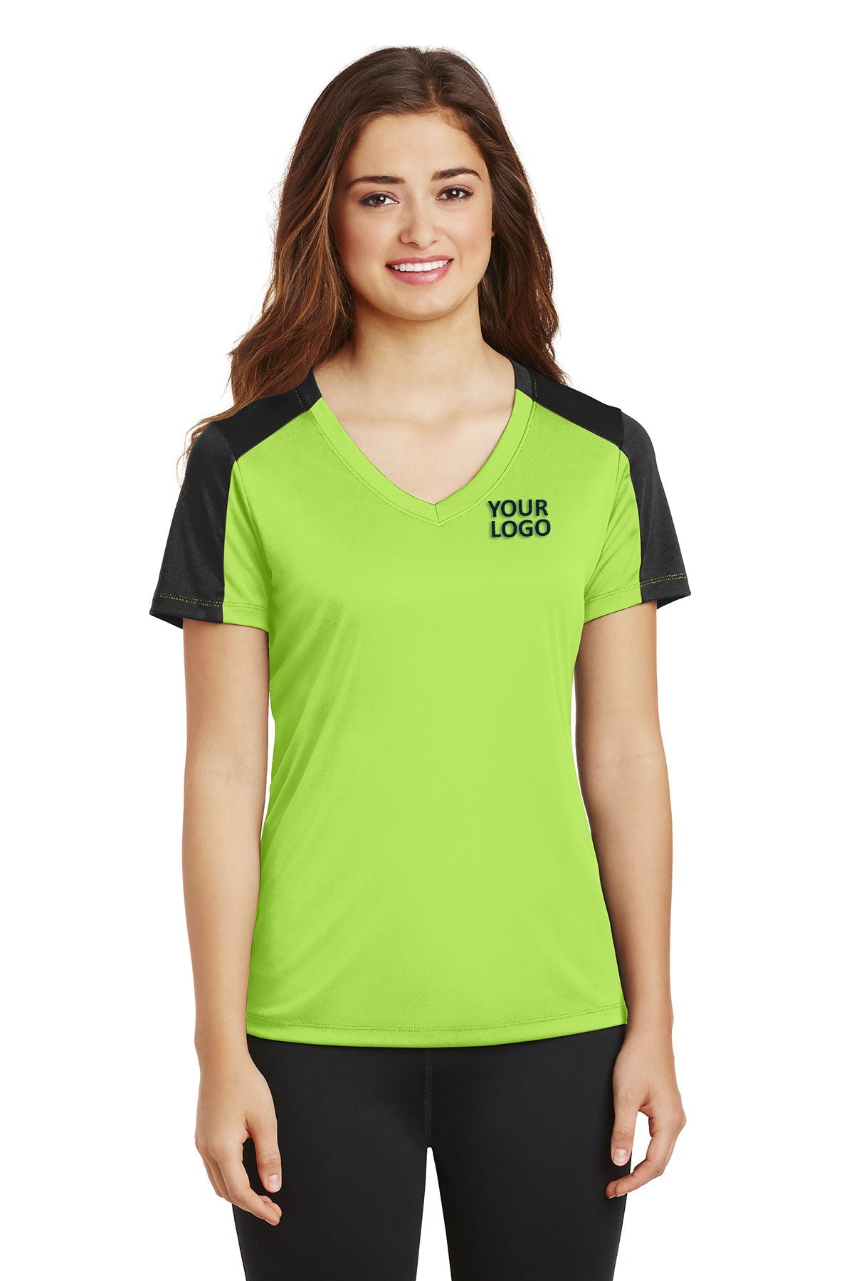 Sport-Tek Ladies PosiCharge Competitor Sleeve-Blocked V-Neck Tee