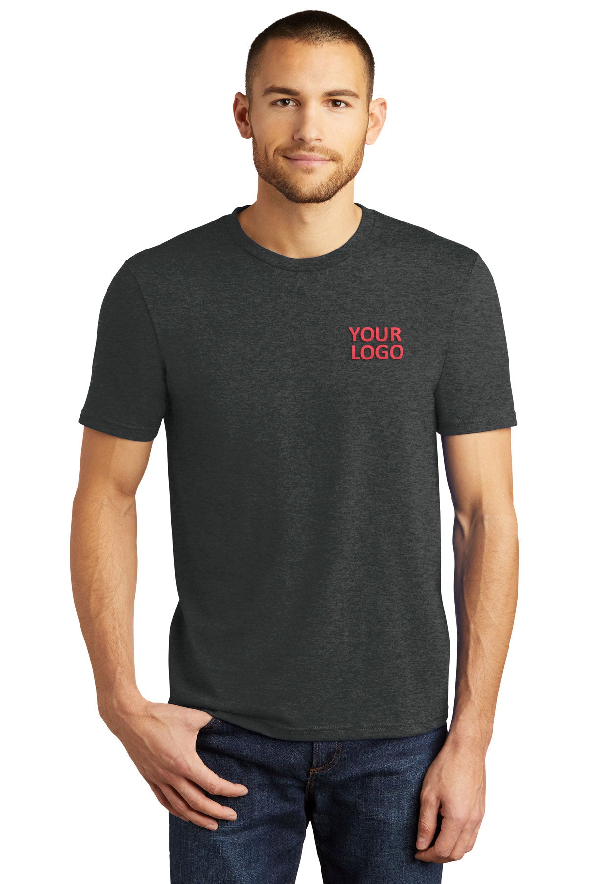 District Made Mens Perfect Tri Crew Tee's, Black Frost
