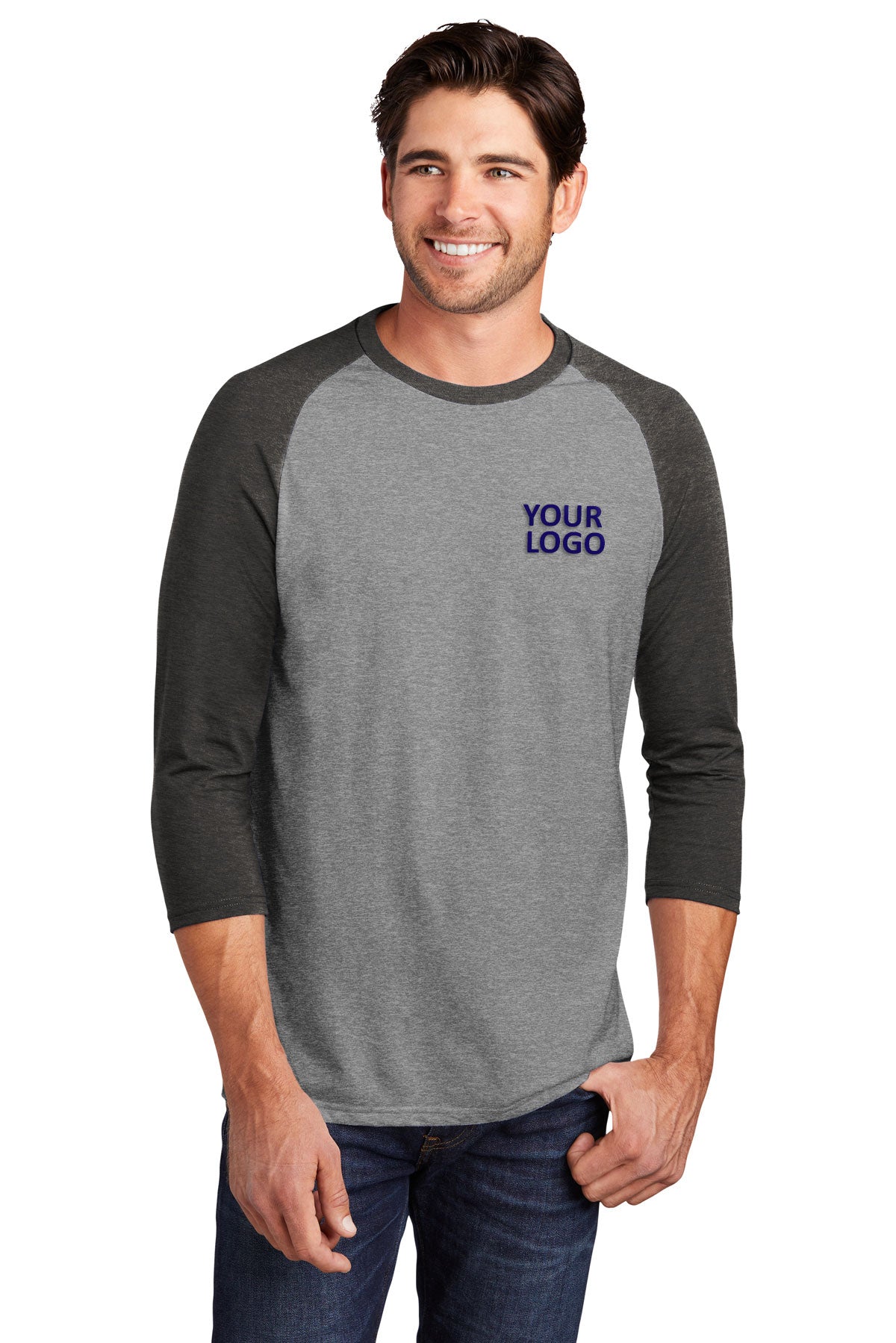 District Made Mens Perfect Tri 3/4-Sleeve Raglan