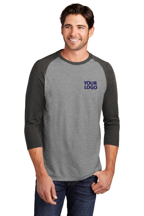 District Made Ladies Perfect Tri 3/4-Sleeves, Black Frost/ Grey Frost