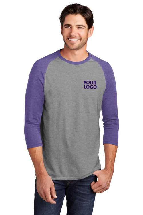 District Made Ladies Perfect Tri 3/4-Sleeves, Purple Frost/ Grey Frost